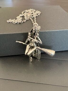 Silver Witch Pendant Necklace - Women Jewelry